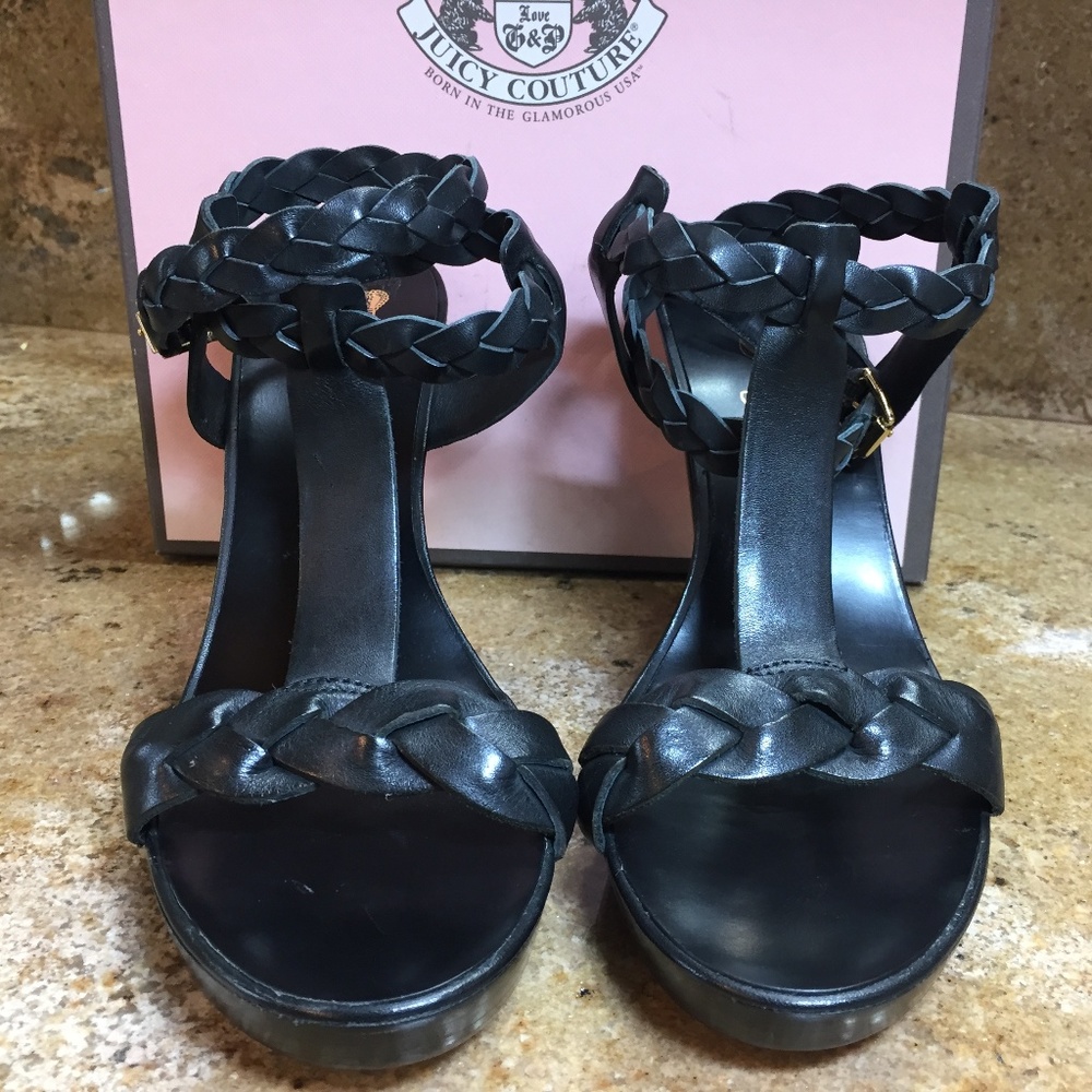 NEW Juicy Couture Black Leather Gwen High Heels